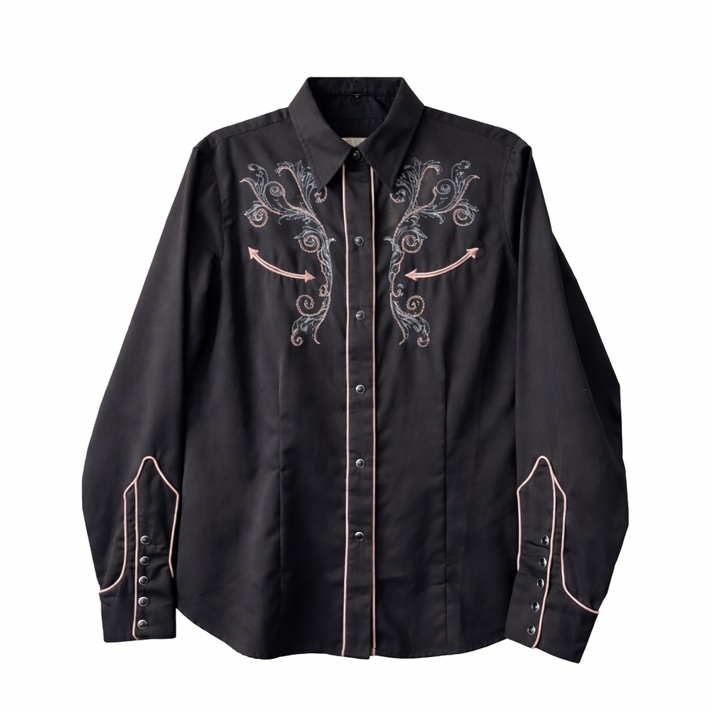 Roper Black Embroidered Pistol Snap-Front Western Shirt Women’s L